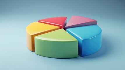 Obraz premium 3D Pie chart infographic, plastic texture pie chart different colors.