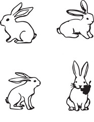 Hand-drawn bunny outline  vector  illustration 
