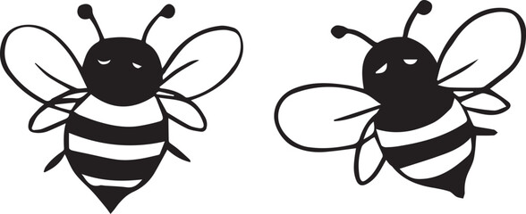 Hand-drawn bee outline  vector  illustration 
