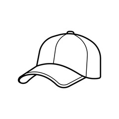 Baseball cap line art isolated on white background.