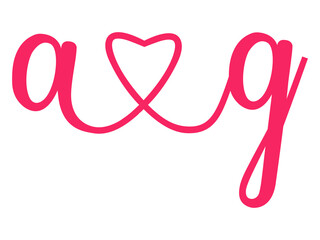 Initials Letter a.g Love Calligraphy