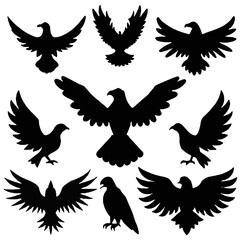 Obraz premium Unleash the Majesty of the Skies, A Captivating Collection of Eagle Silhouettes Set