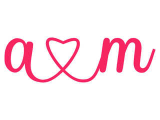 Initials Letter a.m Love Calligraphy