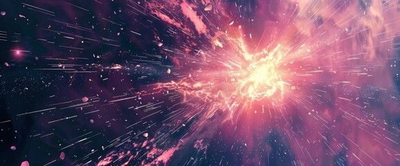 Fototapeta premium Data Bursts In A Serene Cosmic Setting, Cartoon Style, Background