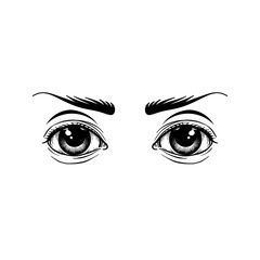 Fototapeta premium black and white illustration of a woman's eyes