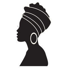 Black Women's History Month Silhouette with Some Accessories. Isolated Black Silhouette