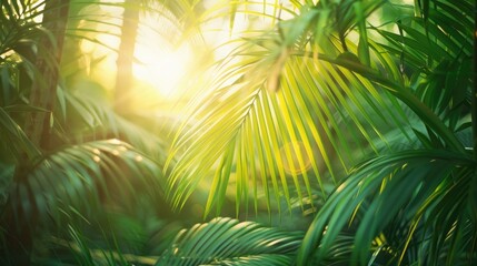 Leaves of palm trees under sunlight