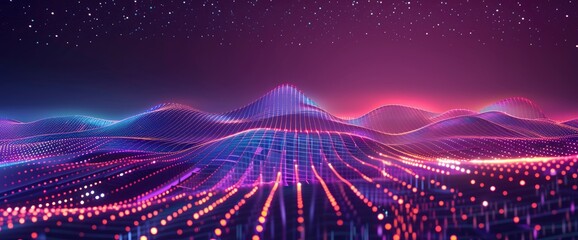Dynamic Data Networks With Glowing Lines, Cartoon Style, Background