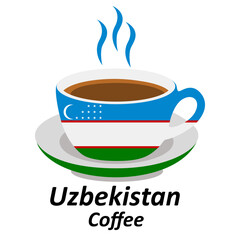 uzbekistan coffee cup logo design vector illustration