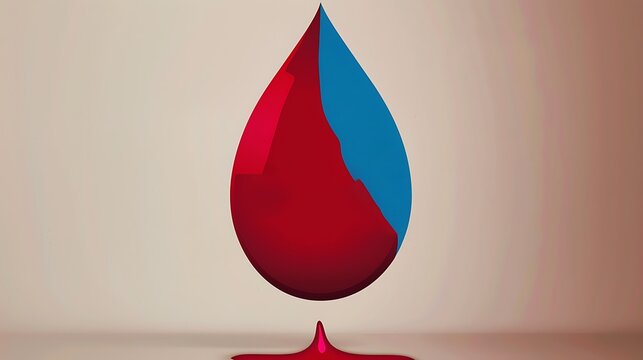 Develop a compelling World Blood Donor Day poster. Incorporate a stylized blood drop logo set against a plain background. The poster should emphasize the message "Donate blood, save life" through its