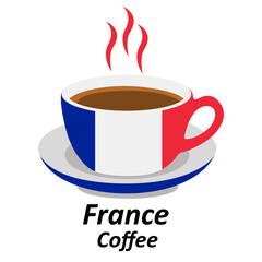 france coffee cup logo design vector illustration