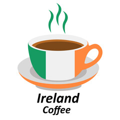 ireland coffee cup logo design vector illustration