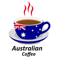 australian coffee cup logo design vector illustration