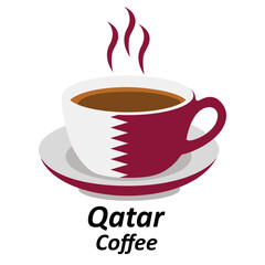 qatar coffee cup logo design vector illustration