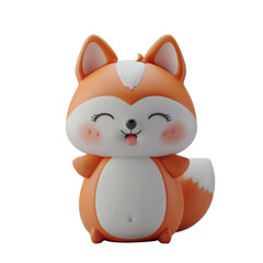 Naklejka premium Cute cartoon fox character. 3D rendering.