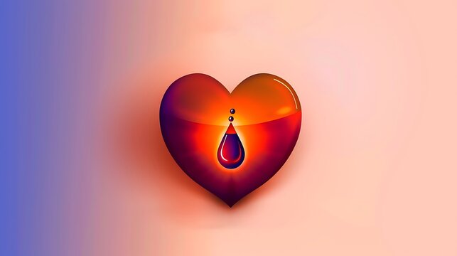 Design a poster for World Blood Donor Day featuring a heart-shaped logo with a blood drop in the center, set against a plain background. The theme is "World Blood Donor Day, Donate Blood Save Life"