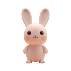 Obraz premium Cute 3D rendering of a pink bunny rabbit, standing on all fours with a happy expression on its face.