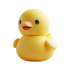 3D rendering of a cute yellow duck isolated on transparent background.