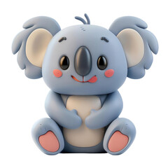 Naklejka premium Cute 3D cartoon koala sitting and smiling.