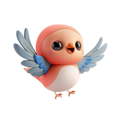 Cute bird cartoon character. 3D rendering.