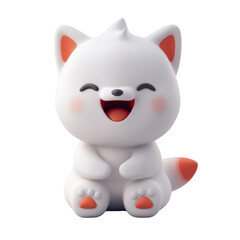 Cute cartoon white fox mascot character. 3d rendering.