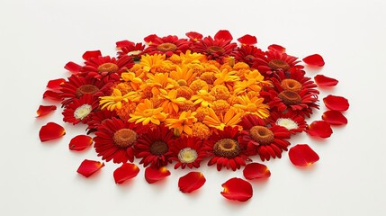 Dynamic tilted angle of a traditional flower rangoli