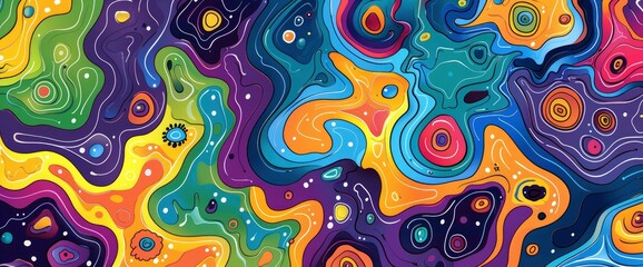 Energy Resonance Patterns, Cartoon Style, Background