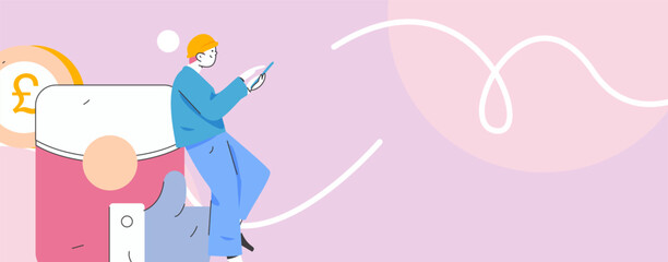 Use red envelopes to attract new customers and promote activity. Flat vector character concept illustration
