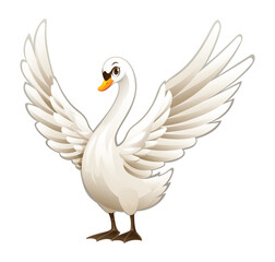 Cartoon swan vector illustration isolated on white background