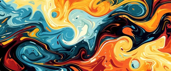 Fototapeta premium Fluid Kinetic Energy In Abstract Art, Cartoon Style, Background