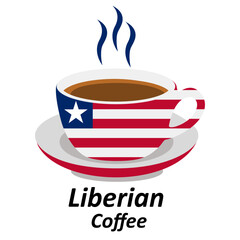 liberian coffee cup logo design vector illustration
