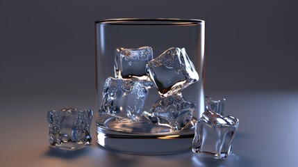 Whisky glass with ice