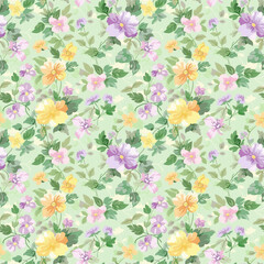 Floral variety color, form natural, seamless fabric pattern.