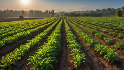 Obraz premium modern plantation morning sun view
