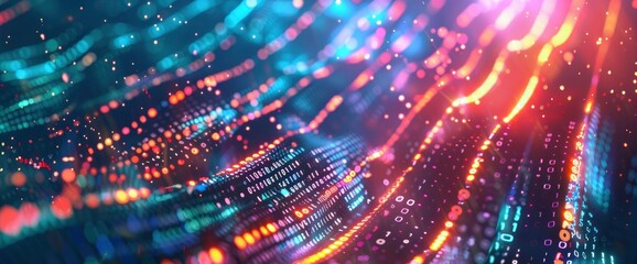 Obraz premium Holographic Data Bursts With Glitch Effects, Cartoon Style, Background