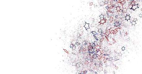 confetti - USA banner mockup with confetti confetti in American national colors. USA Presidents Day, American Labor day, Memorial Day, US election concept.