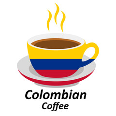 colombian coffee cup logo design vector illustration