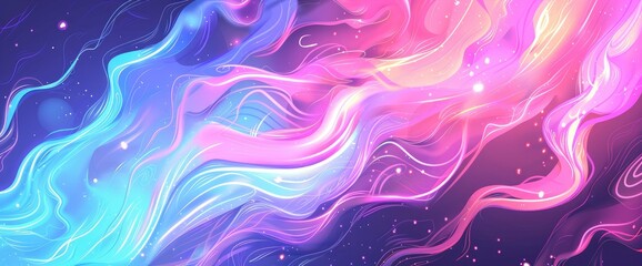 Fototapeta premium Holographic Energy Waves, Cartoon Style, Background