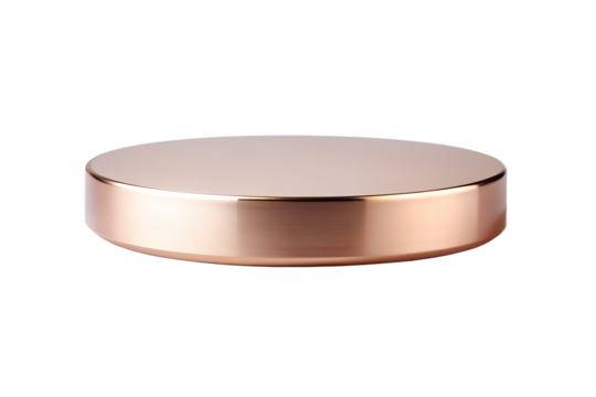 3d render of sleek metallic surface a brushed, rose gold platform isolated on background