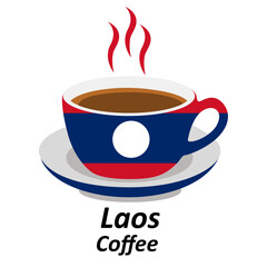 laos coffee cup logo design vector illustration