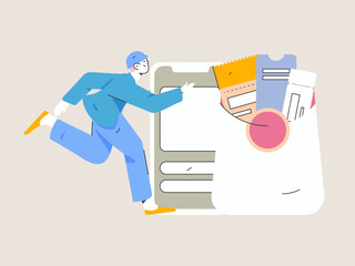 Use red envelopes to attract new customers and promote activity. Flat vector character concept illustration
