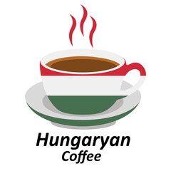 hungary coffee cup logo design vector illustration
