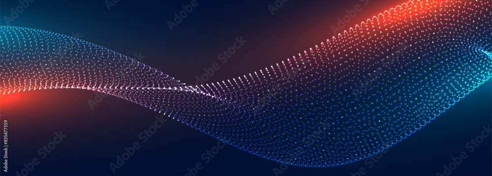 Wall mural glowing and modern web technology wavy background in particle style - Wall murals