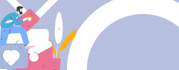 Use red envelopes to attract new customers and promote activity. Flat vector character concept illustration
