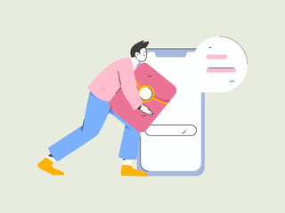 Use red envelopes to attract new customers and promote activity. Flat vector character concept illustration
