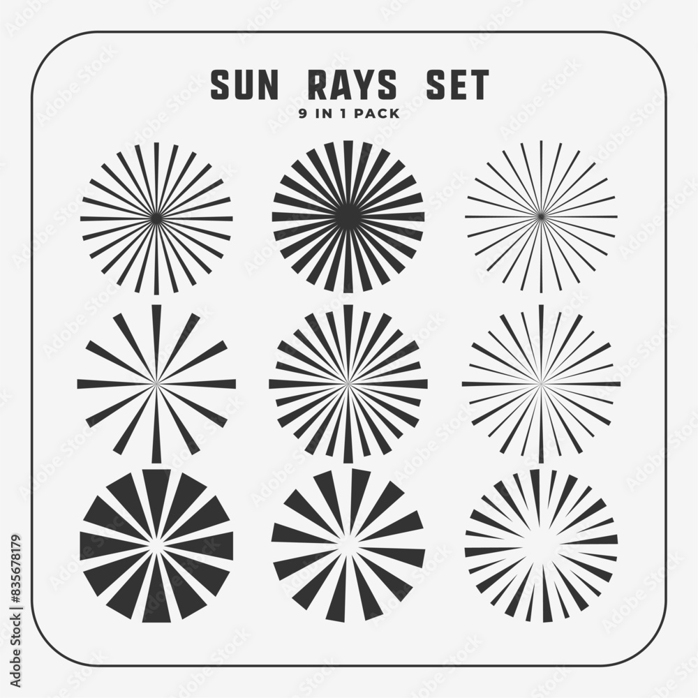 Canvas Prints set of bursting sun rays symbol in black color