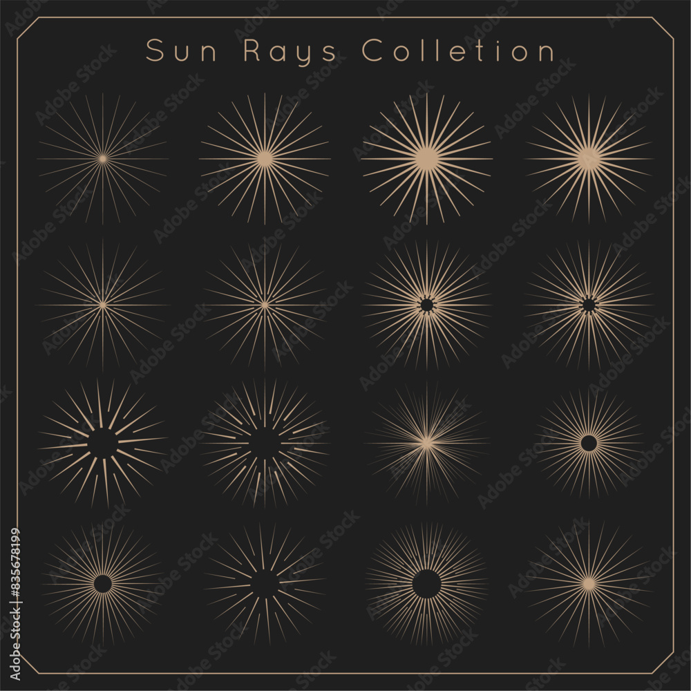 Canvas Prints vintage style set of bursting sun rays icon in set