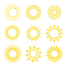  set of yellow sunburst elements sign design
