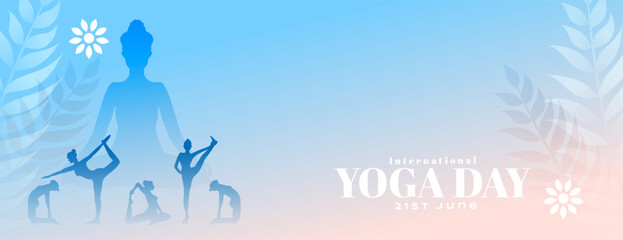 21st june international yoga day event poster with leaves