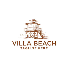 Villa beach logo vector illustration